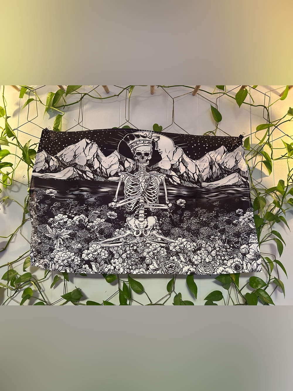 New tapestry skeleton king yoga mountain lake flower home wall decor gift him